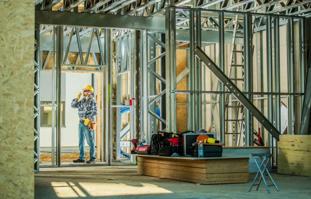 Contractor talking via CBB Radio inside the building